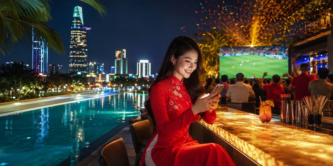 Cảnh nhộn nhịp thành phố Hồ Chí Minh buổi tối khi người dùng tham gia Jackpot trực tuyến