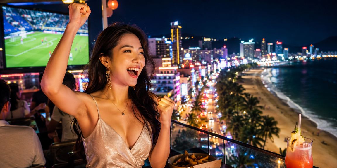 Người dùng xem khuyến mãi VIP tại chợ đêm Nha Trang trên điện thoại di động